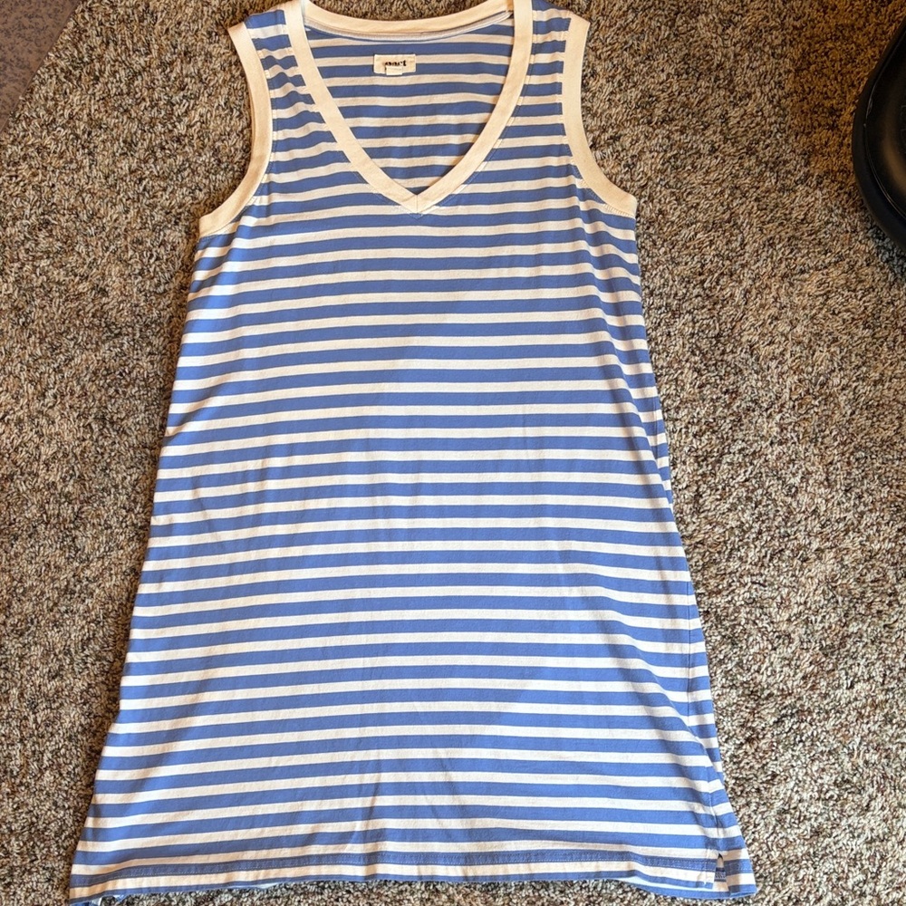 Striped Periwinkle and White Sleeveless Summer Dress